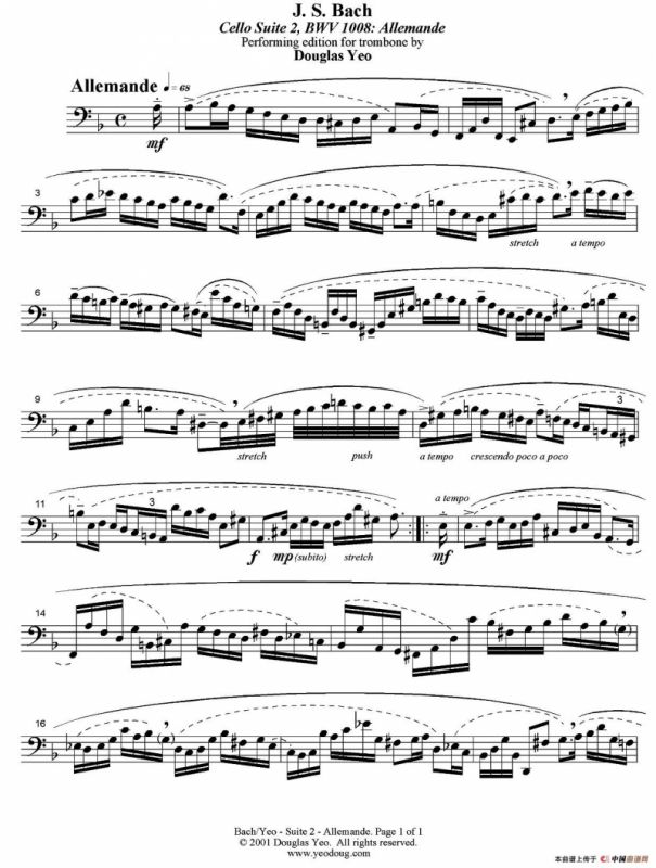 Douglas Yeo - Allemande（阿勒曼德舞曲）（低音长号）