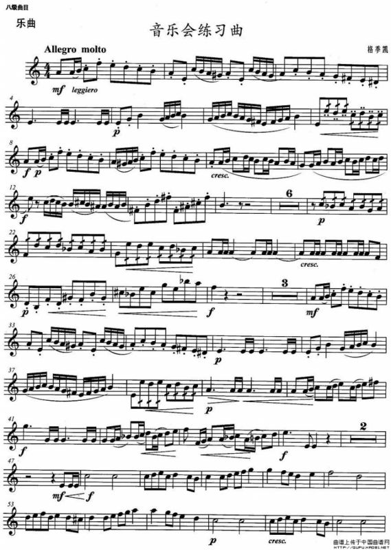 小号考级八级：音乐会练习曲