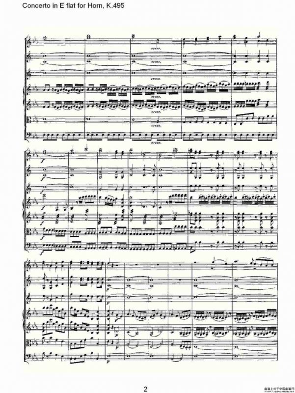 Concerto in E flat for Horn, K.495（Eb调法国号协奏曲, K.4）