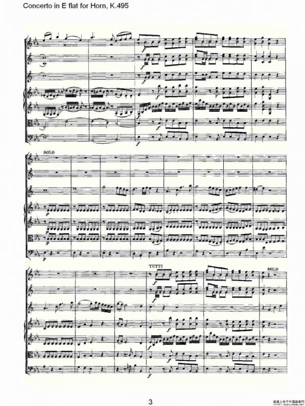 Concerto in E flat for Horn, K.495（Eb调法国号协奏曲, K.4）