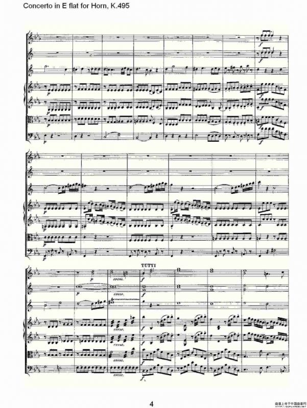 Concerto in E flat for Horn, K.495（Eb调法国号协奏曲, K.4）