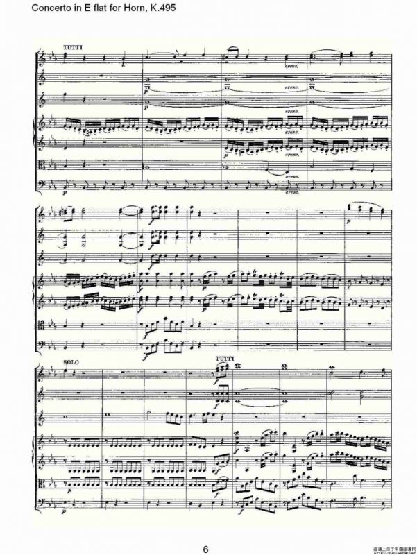 Concerto in E flat for Horn, K.495（Eb调法国号协奏曲, K.4）