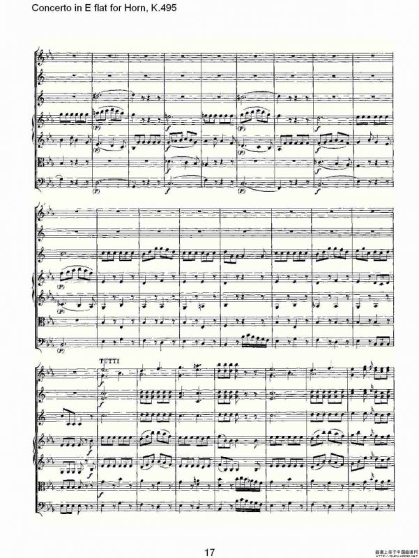 Concerto in E flat for Horn, K.495（Eb调法国号协奏曲, K.4）