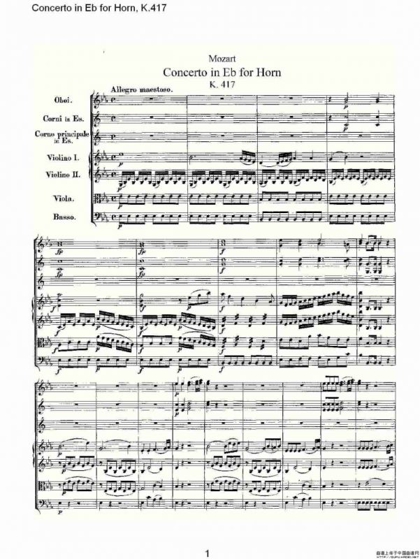 Concerto in Eb for Horn, K.417（Eb调法国号协奏曲, K.417）