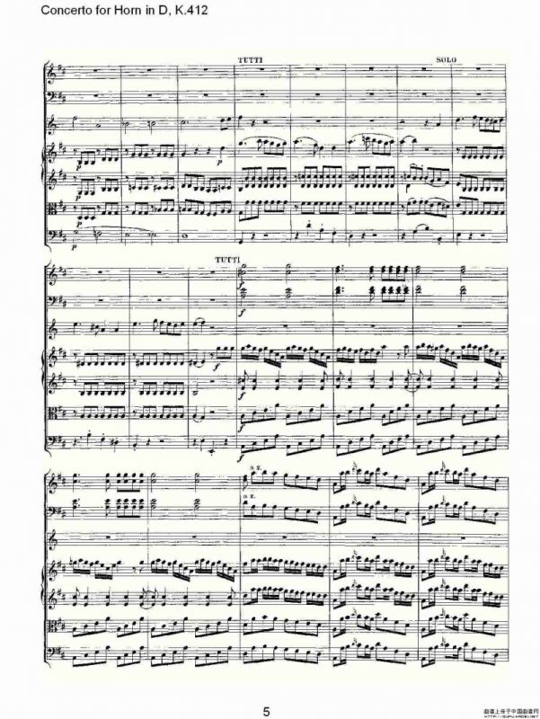 Concerto for Horn in D, K.412（D调法国号协奏曲, K.412）