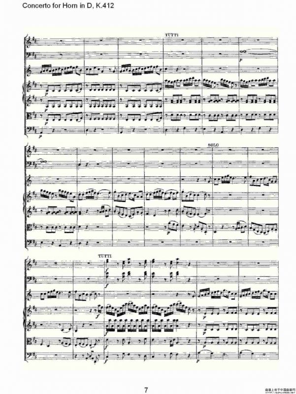 Concerto for Horn in D, K.412（D调法国号协奏曲, K.412）