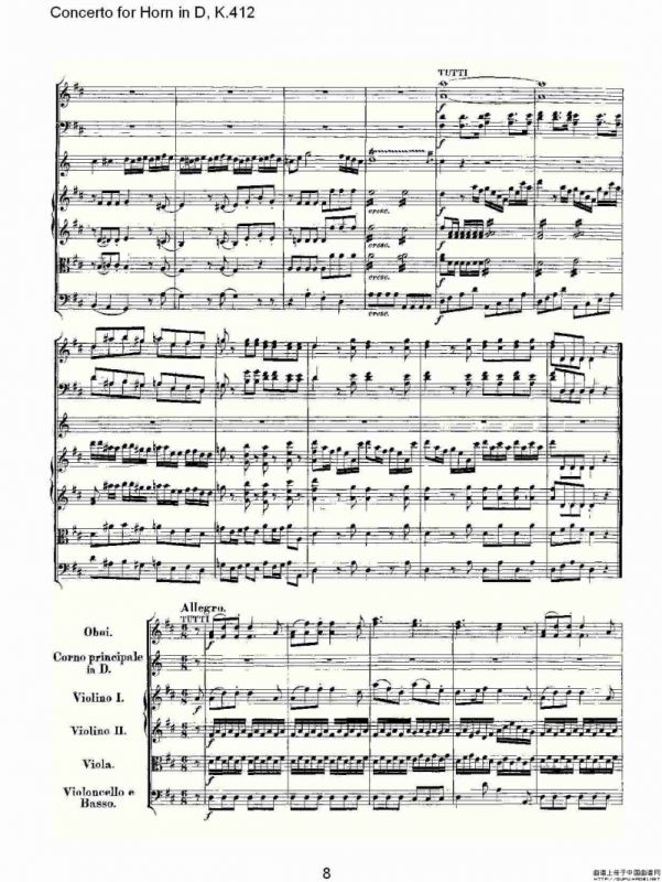 Concerto for Horn in D, K.412（D调法国号协奏曲, K.412）