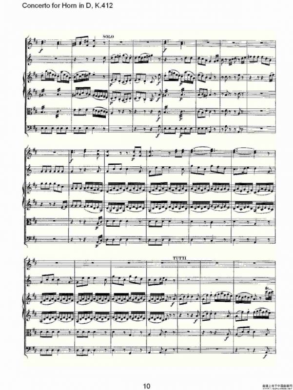 Concerto for Horn in D, K.412（D调法国号协奏曲, K.412）