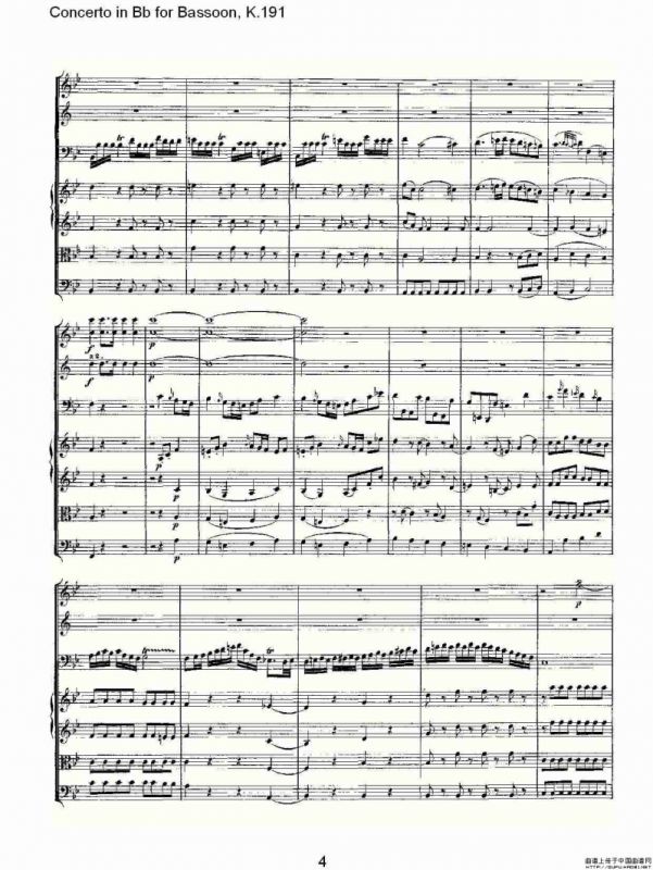Concerto in Bb for Bassoon, K.191（降B大调大管协奏曲）