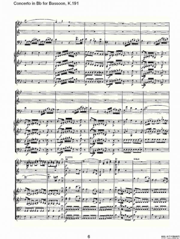 Concerto in Bb for Bassoon, K.191（降B大调大管协奏曲）
