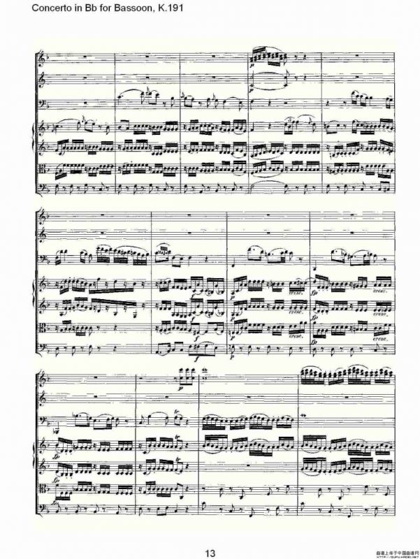 Concerto in Bb for Bassoon, K.191（降B大调大管协奏曲）