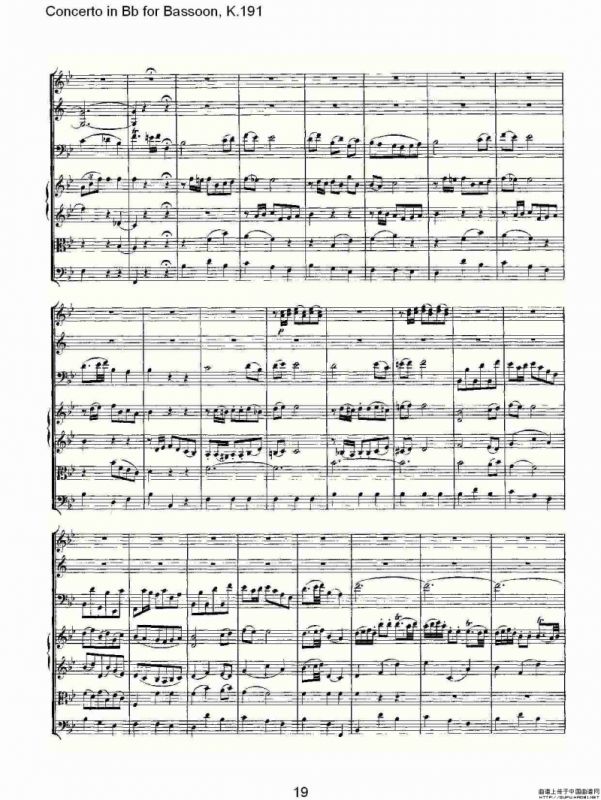 Concerto in Bb for Bassoon, K.191（降B大调大管协奏曲）