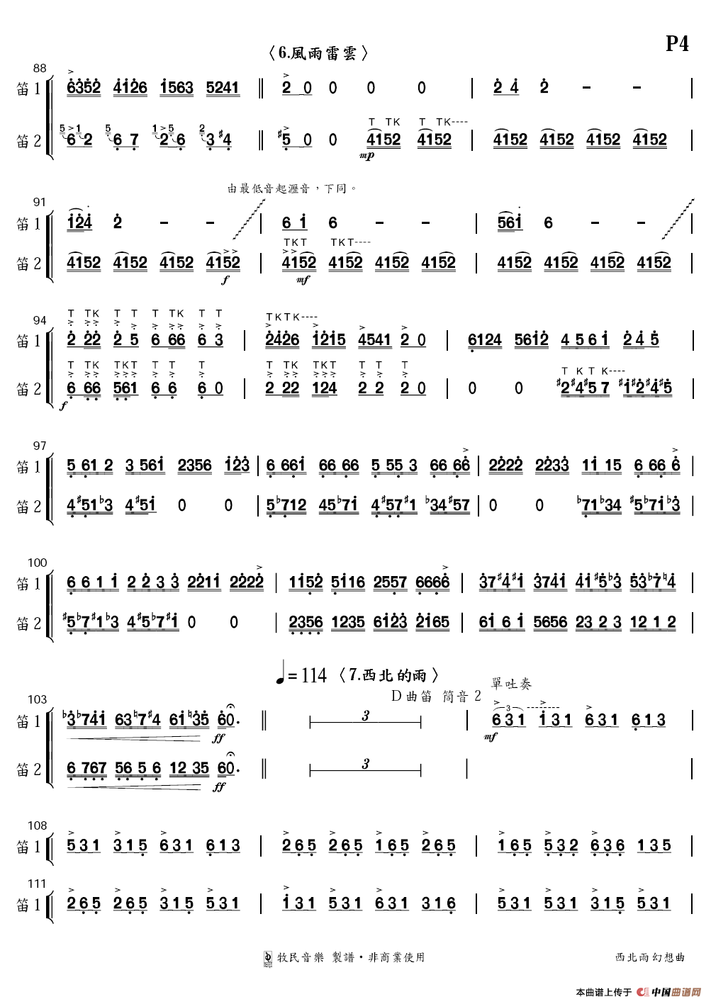 西北雨幻想曲（双笛+民族乐团）