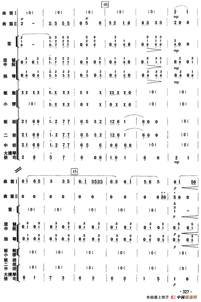 京调（曲笛二重奏+乐队伴奏总谱）