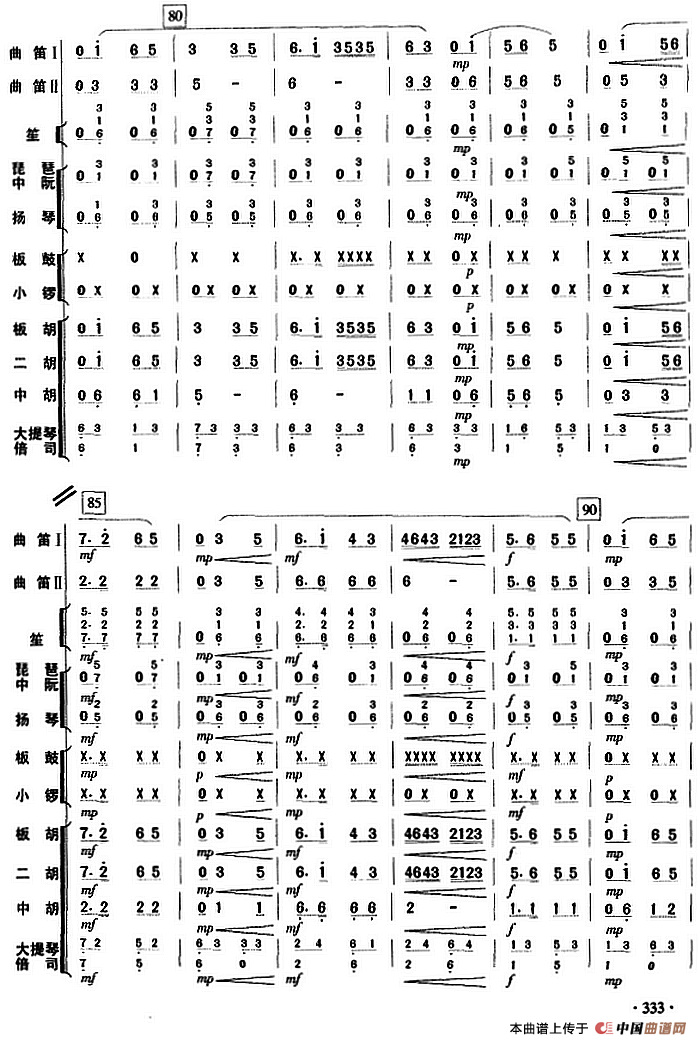 京调（曲笛二重奏+乐队伴奏总谱）