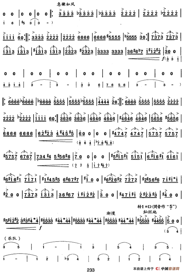 笛箫十级考级曲目：阿诗玛叙事诗