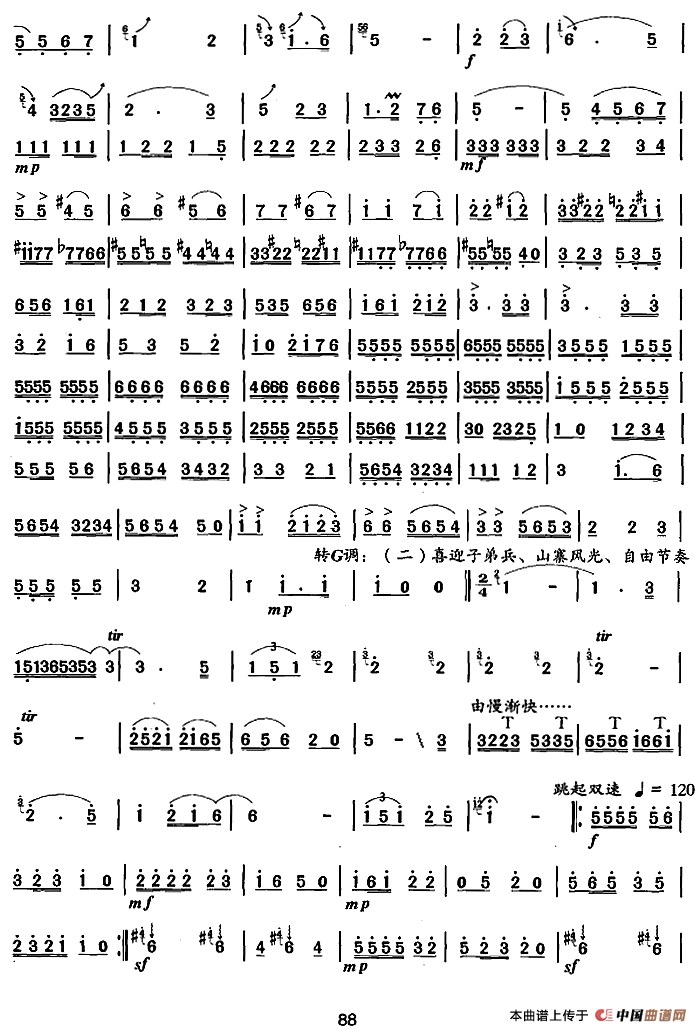 笛箫六级考级曲目：过山寨