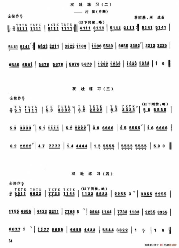 笛子双吐、三吐、花舌练习