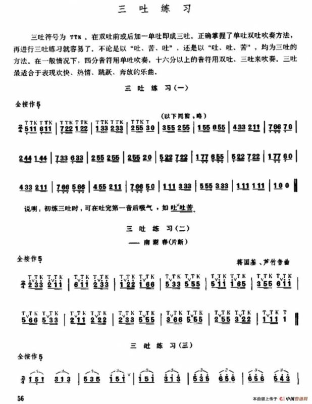 笛子双吐、三吐、花舌练习