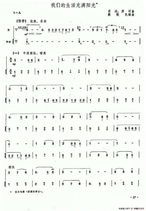 我们的生活充满阳光 （笛子+伴奏）