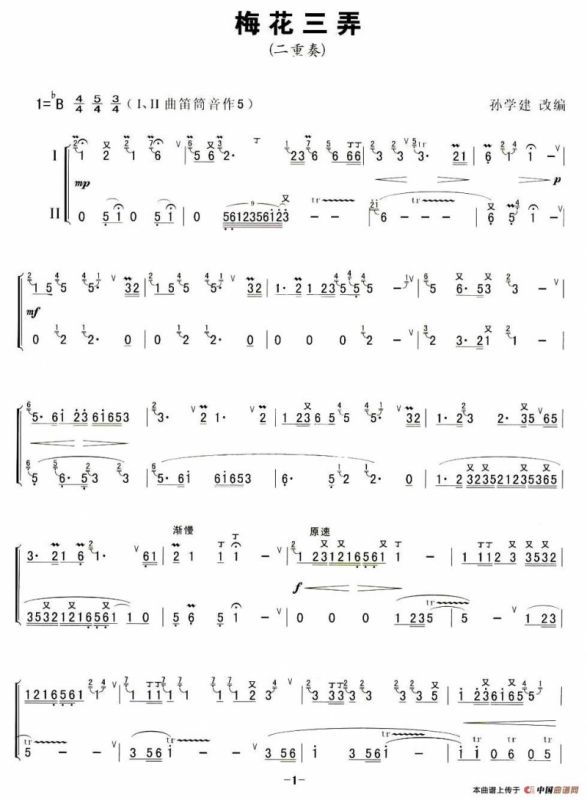 梅花三弄（孙学建改编版、二重奏）