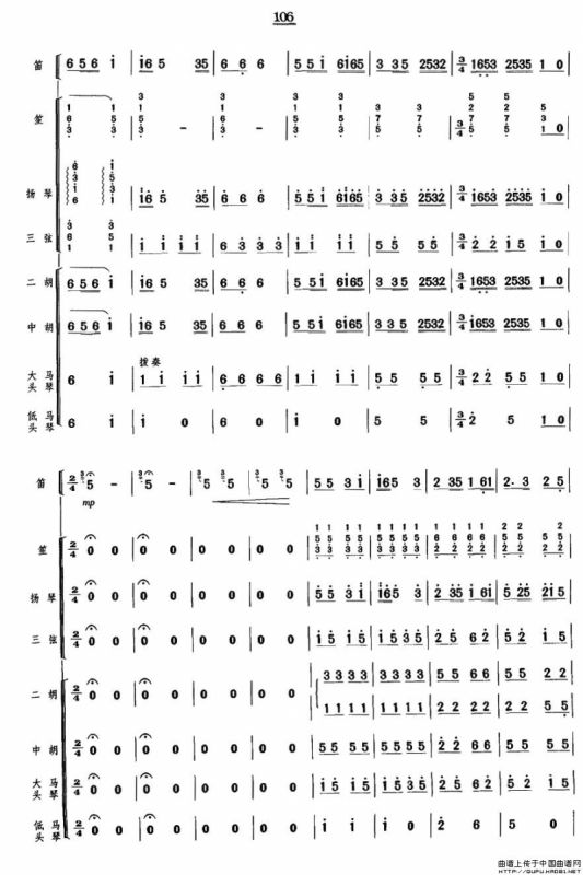 牧笛（笛子独奏+民乐队伴奏总谱）