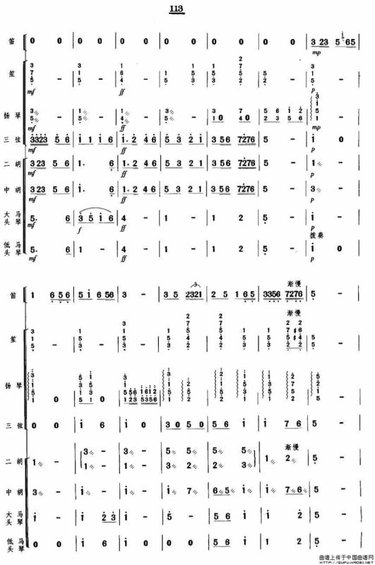 牧笛（笛子独奏+民乐队伴奏总谱）