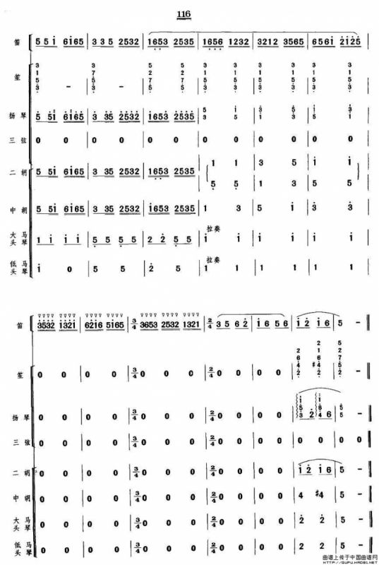牧笛（笛子独奏+民乐队伴奏总谱）
