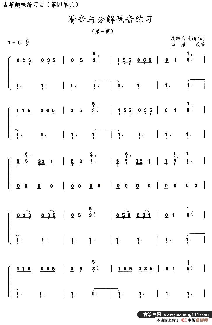 古筝滑音与分解琶音练习（选调《酒狂》）