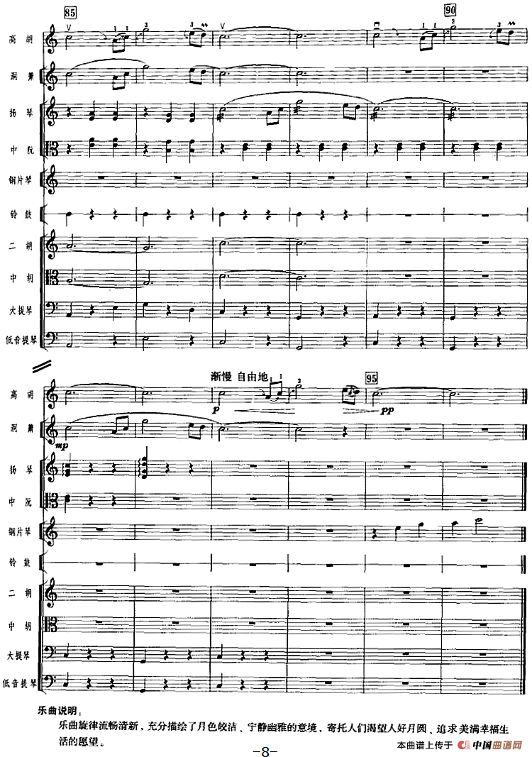 月圆曲（广东音乐、高胡+乐队伴奏、五线谱版）