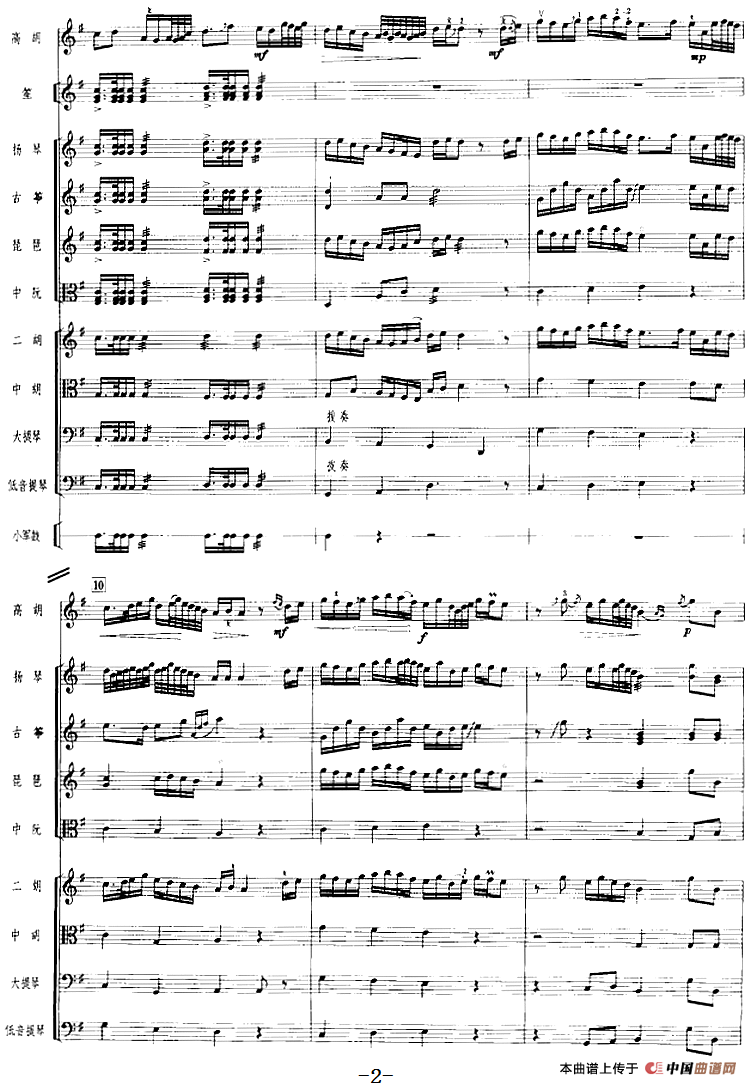 走马（广东音乐、高胡+乐队伴奏、五线谱版）