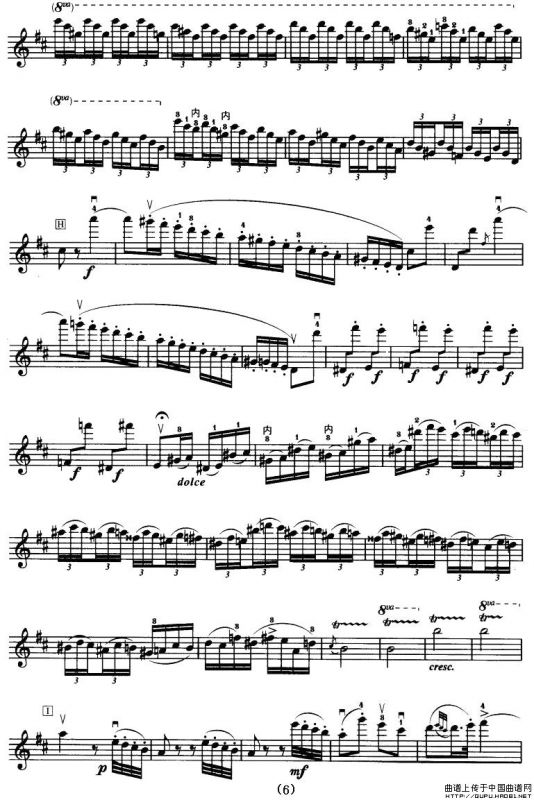 D大调小提琴协奏曲（二胡移植五线谱）