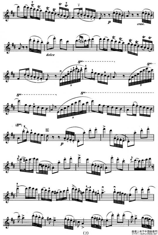 D大调小提琴协奏曲（二胡移植五线谱）