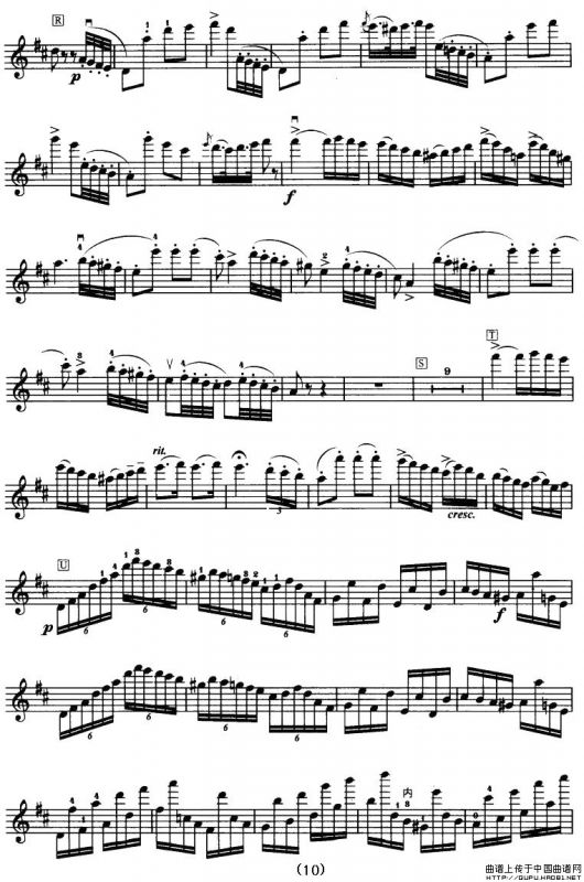 D大调小提琴协奏曲（二胡移植五线谱）