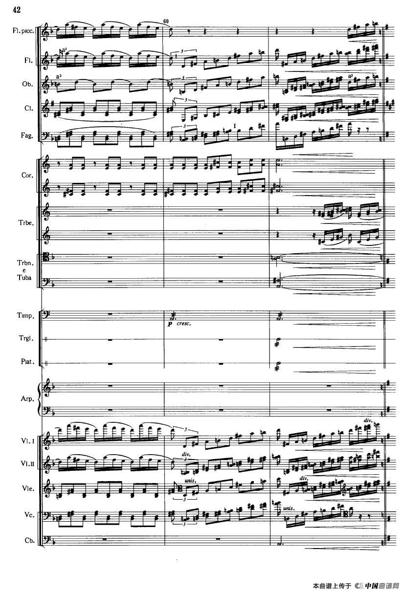 《鱼美人》舞剧音乐组曲：鱼美人和猎人的双人舞（大型管弦乐队总谱）