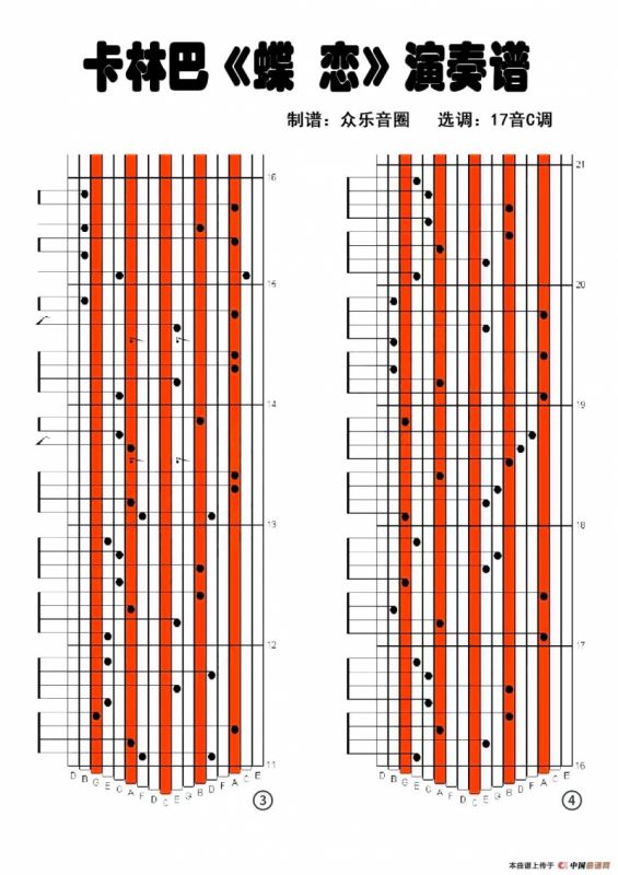 蝶恋（拇指琴卡林巴琴演奏谱）