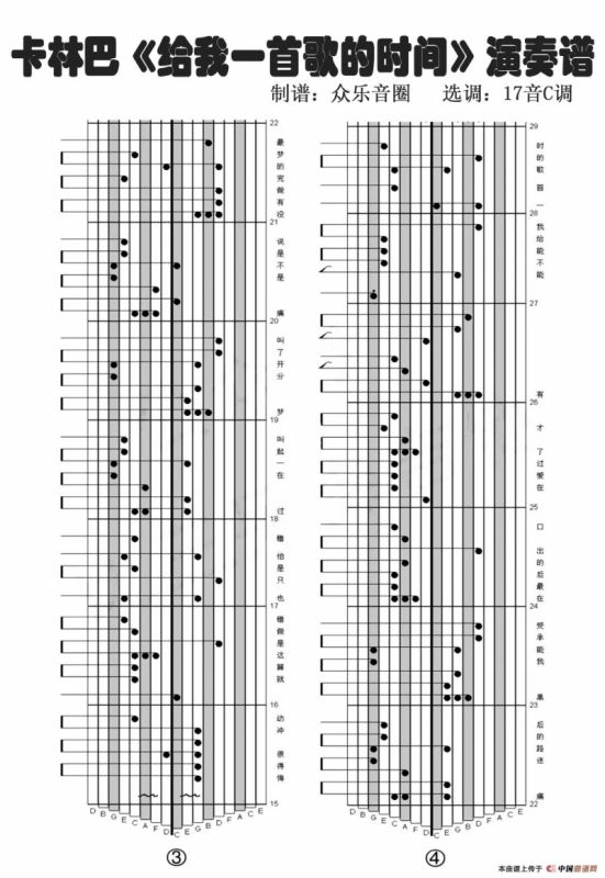 给我一首歌的时间（拇指琴卡林巴琴演奏谱）