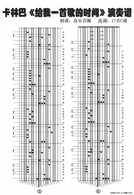 给我一首歌的时间（拇指琴卡林巴琴演奏谱）