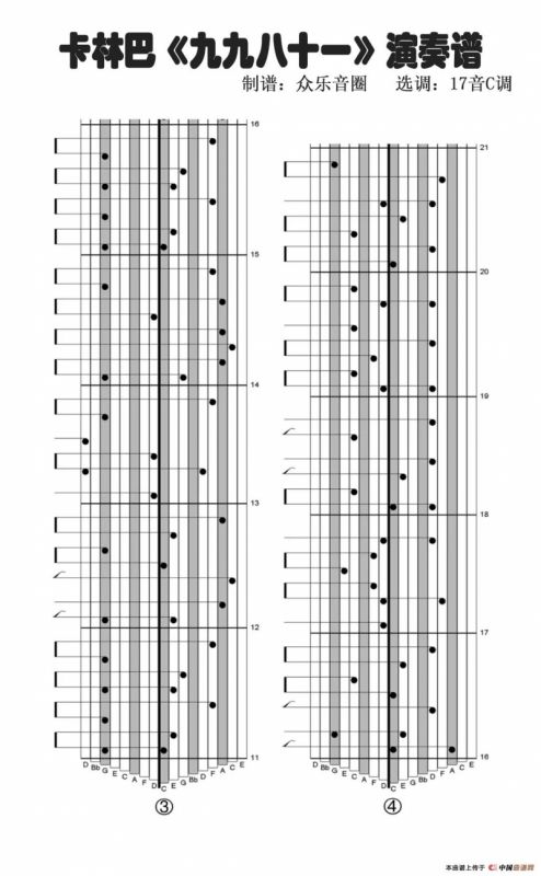 九九八十一（拇指琴卡林巴琴演奏谱）