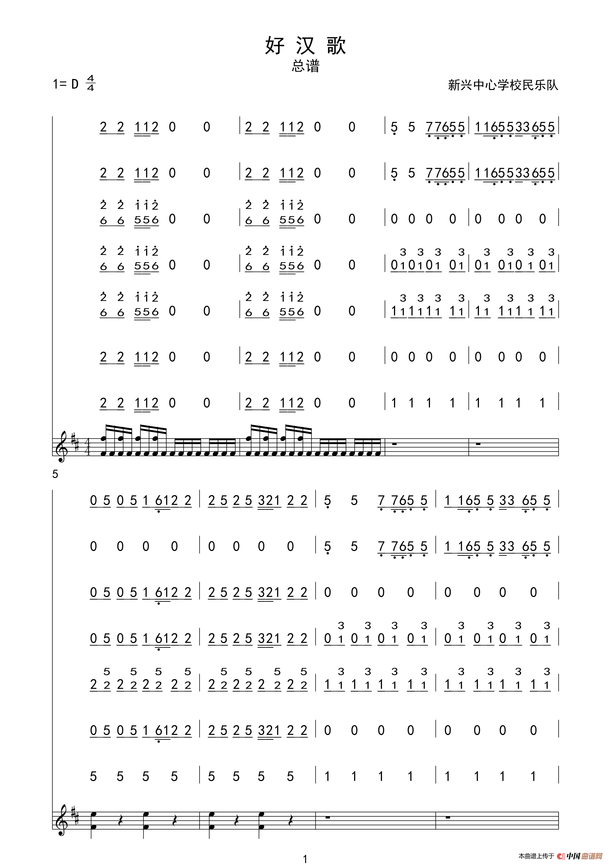 好汉歌（民乐合奏总谱）