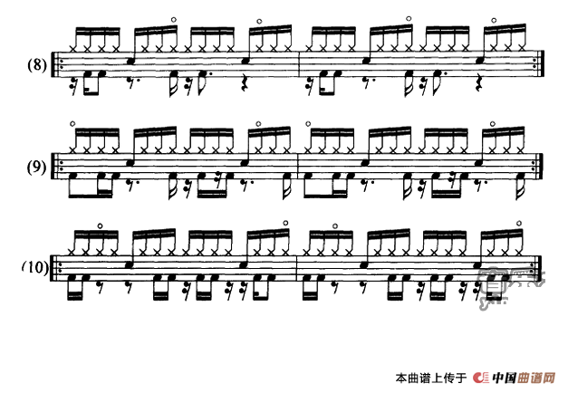 10条架子鼓手镲十六分音符双手敲击的开镲训练