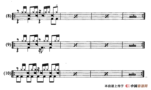 架子鼓瑞根(Ragae) 节奏型练习曲谱（10条）