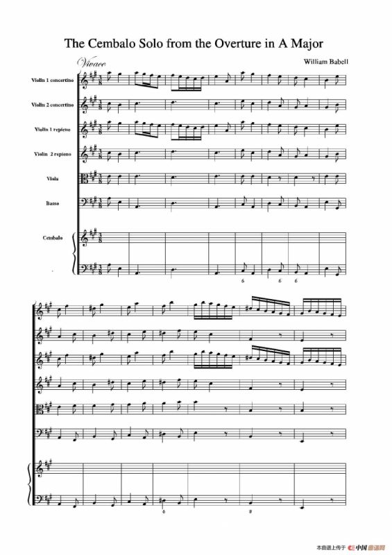 The Cembalo Solo From the Overture in A Major（A大调大提琴协奏曲总谱）