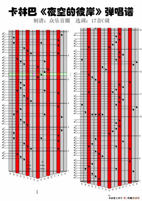 夜空的彼岸（17音卡林巴琴谱、弹唱演奏）