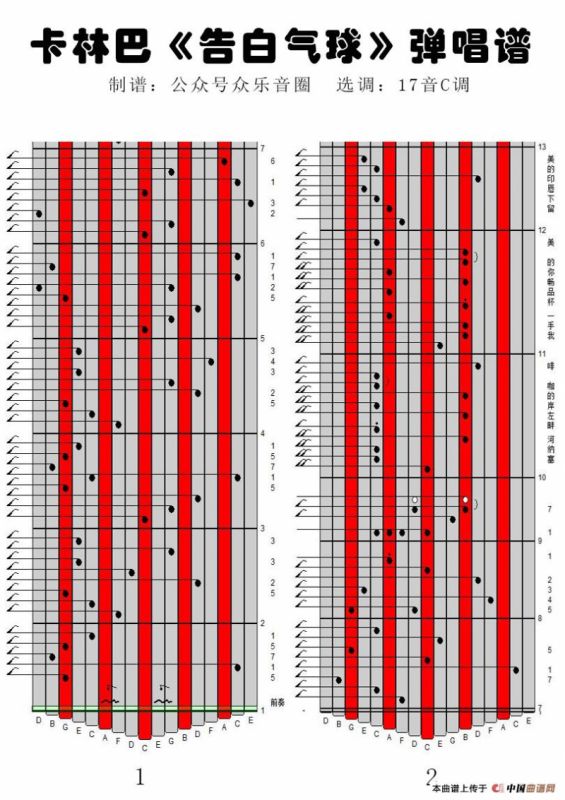 告白气球（17音卡林巴琴谱、弹唱演奏）