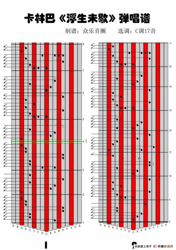 浮生未歇（17音卡林巴琴谱、弹唱演奏）