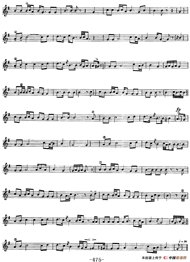 十二木卡姆：Ⅹ 纳瓦木卡姆 472——480（主旋律谱）