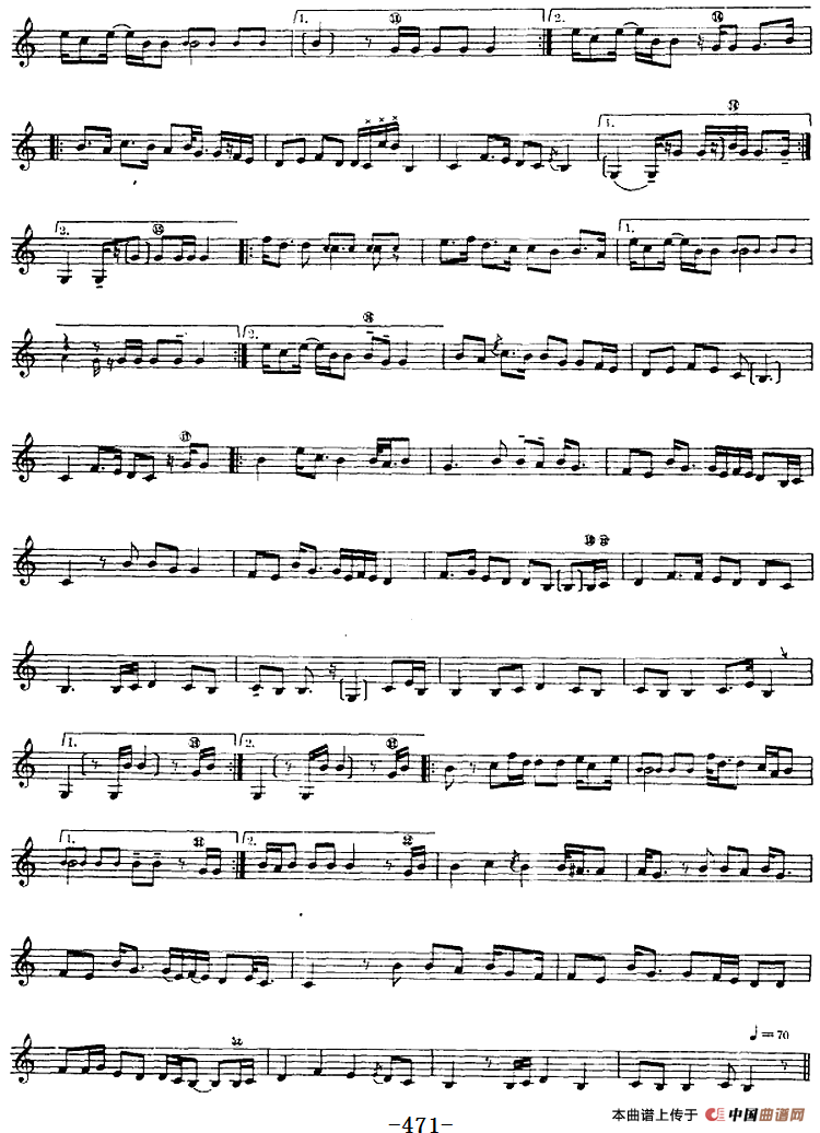 十二木卡姆：Ⅹ 纳瓦木卡姆 462——471（主旋律谱）