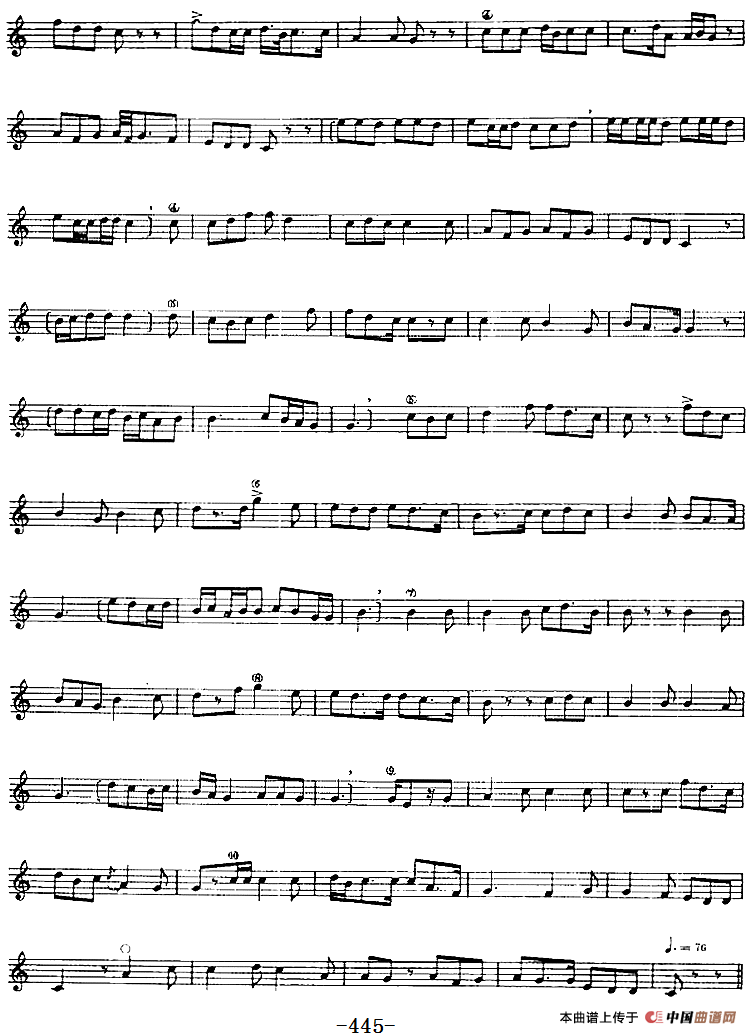 十二木卡姆：Ⅸ 巴雅特木卡姆 443——450（主旋律谱）