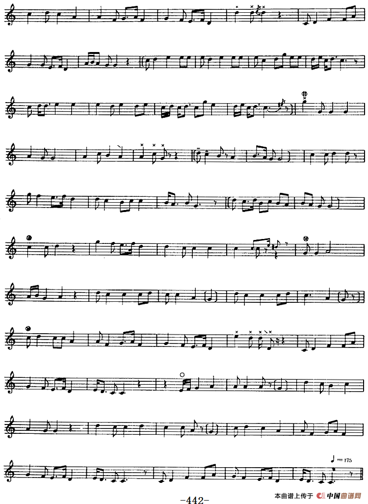 十二木卡姆：Ⅸ 巴雅特木卡姆 431——442（主旋律谱）